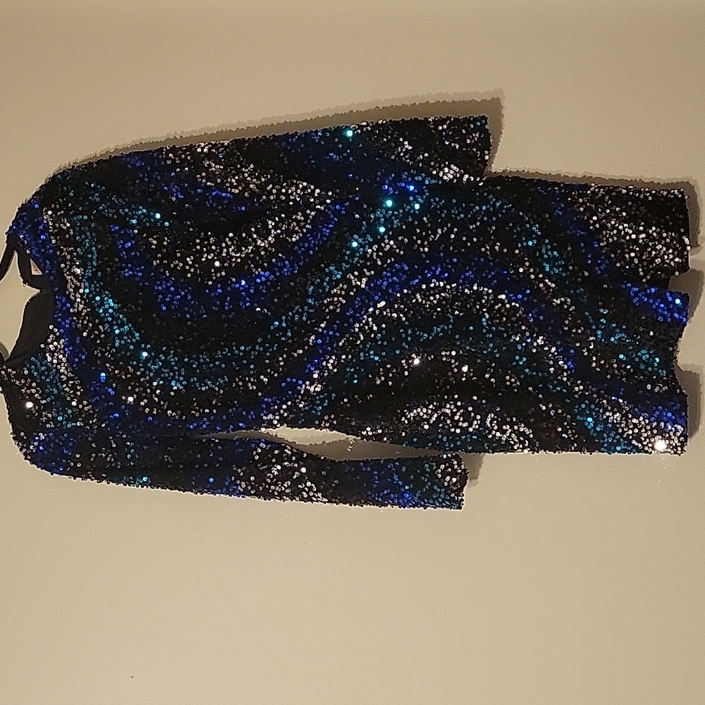Sequin Dress Bodycon Cocktail Entempo - Black, Silver, Teal, & Blue. Long Sleeve